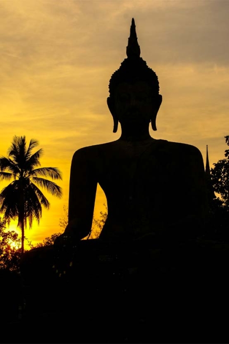 Buddha At Sunset; Sukhothai, Thailand Paw Print Photos - Gregor McGregor - Portfolio Historical Sites